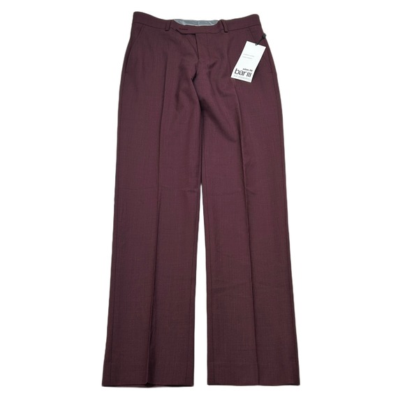 Bar III Slim Fit Dress‎ Pants Mens 29x30 Burgundy Red Bi-Stretch Wool NEW - Picture 1 of 6
